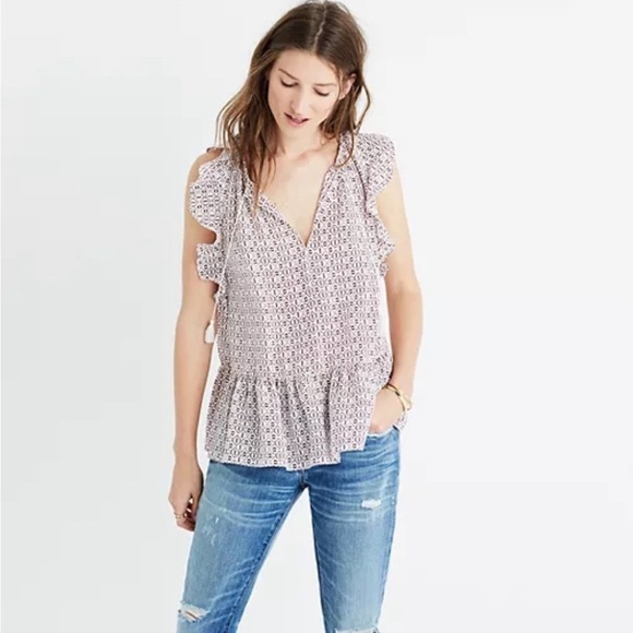 MADEWELL Silk Lily‎ Ruffle Top Size Small - Picture 1 of 10